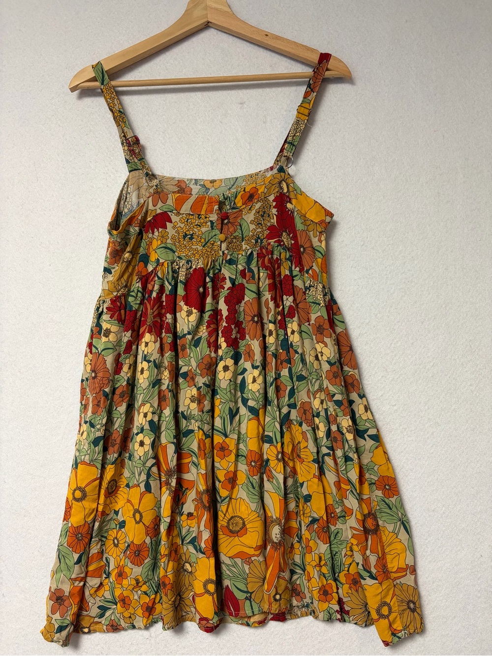 Natural Life Patti Dress Gold Vintage Floral Rayon Babydoll Boho Sundress Size S - Picture 11 of 13